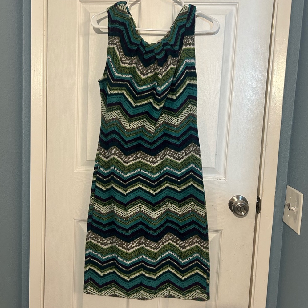 Jonathan Martin Green & Blue Chevron Dress